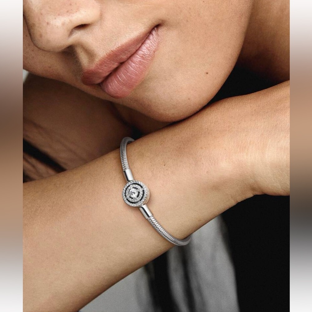 Halo Snake Chain Bracelet - Sterling Silver